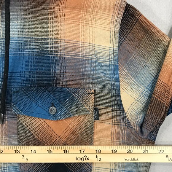 Valor Collective Shirt Men's Large Blue Plaid Hooded Flannel Long Sleeve Button - Picture 11 of 13